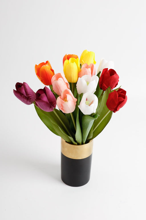 Real Touch Tulips 14 Inch Artificial Silk Flowers 10 Stems Bulk Arrangement