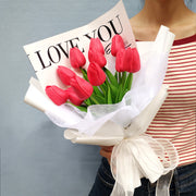 Artificial Tulips Flower Bouquet 12 Inch 10 Pcs Bulk Wholesale Silk Tulip Stems