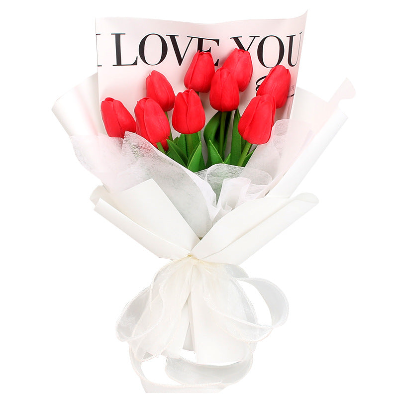 Artificial Tulips Flower Bouquet 12 Inch 10 Pcs Bulk Wholesale Silk Tulip Stems