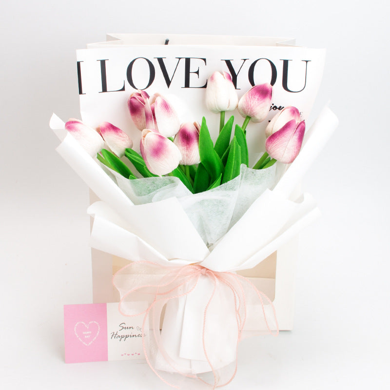 Artificial Tulips Flower Bouquet 12 Inch 10 Pcs Bulk Wholesale Silk Tulip Stems