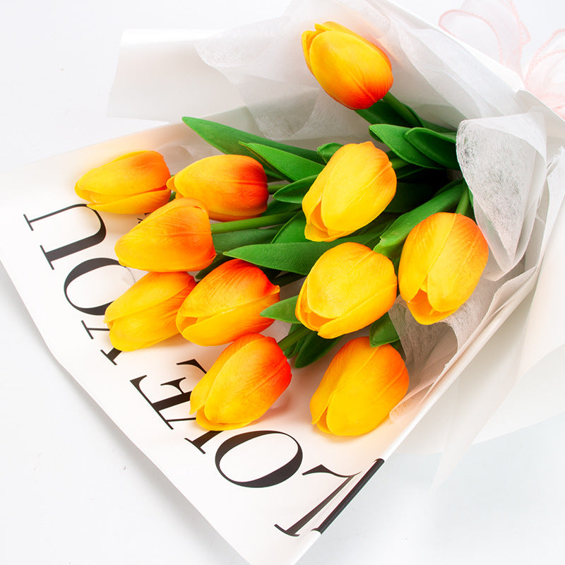 Artificial Tulips Flower Bouquet 12 Inch 10 Pcs Bulk Wholesale Silk Tulip Stems