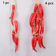 Artificial Hot Chili Pepper Garland 10 Pcs 12 Inch Lifelike Hanging Vegetable String for Home Kitchen Wall Decoration