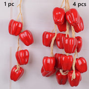 Artificial Hot Chili Pepper Garland 10 Pcs 12 Inch Lifelike Hanging Vegetable String for Home Kitchen Wall Decoration