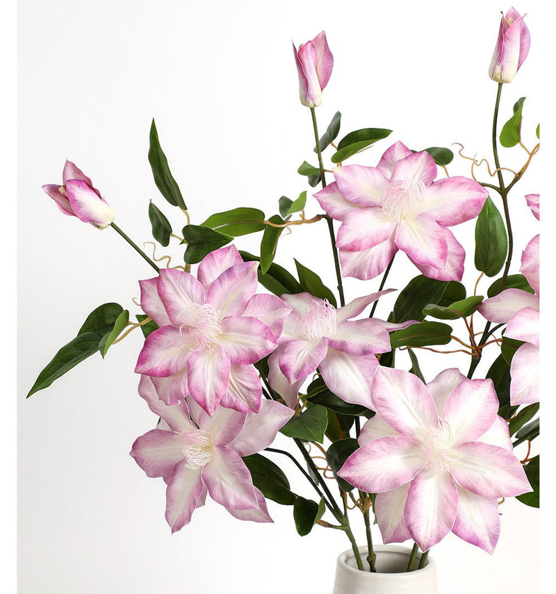 Artificial Violet Clematis Spray with Foliage 26 Inch 10 Pcs Bulk Silk Flowers