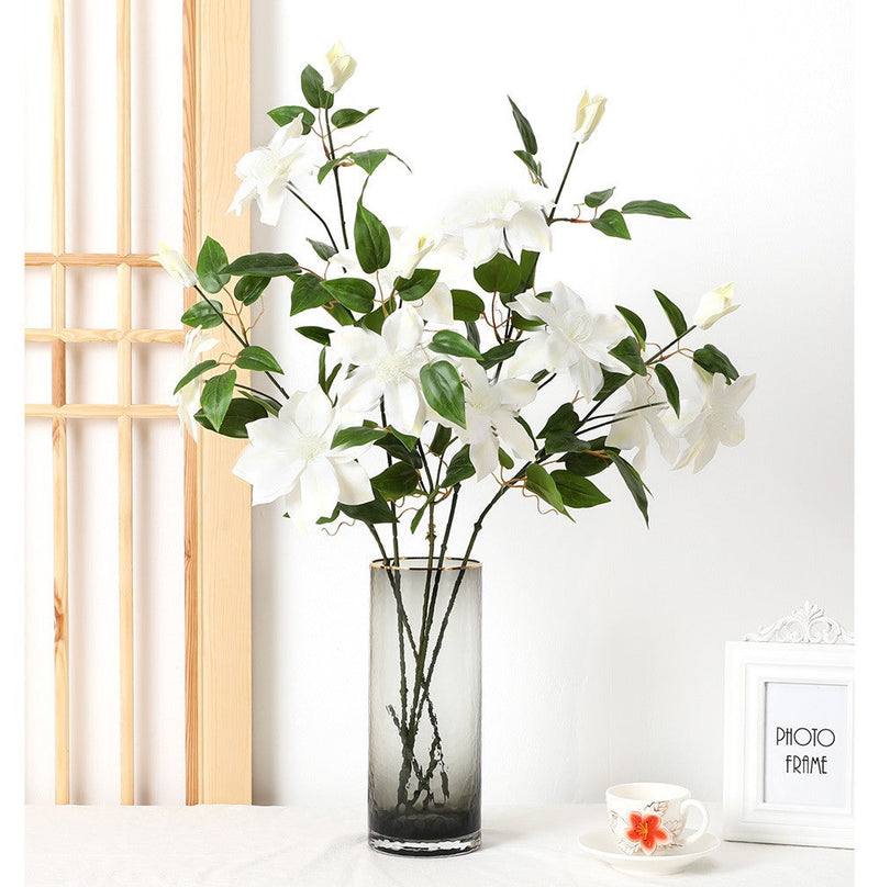 Artificial Violet Clematis Spray with Foliage 26 Inch 10 Pcs Bulk Silk Flowers