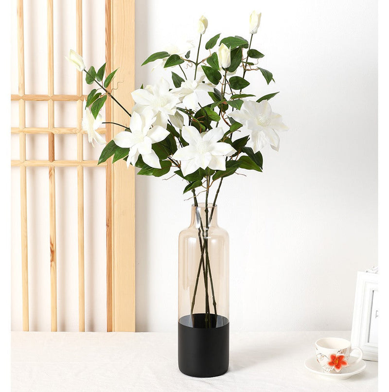 Artificial Violet Clematis Spray with Foliage 26 Inch 10 Pcs Bulk Silk Flowers