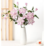 Artificial Violet Clematis Spray with Foliage 26 Inch 10 Pcs Bulk Silk Flowers