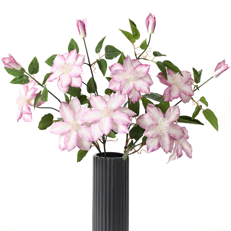 Artificial Violet Clematis Spray with Foliage 26 Inch 10 Pcs Bulk Silk Flowers
