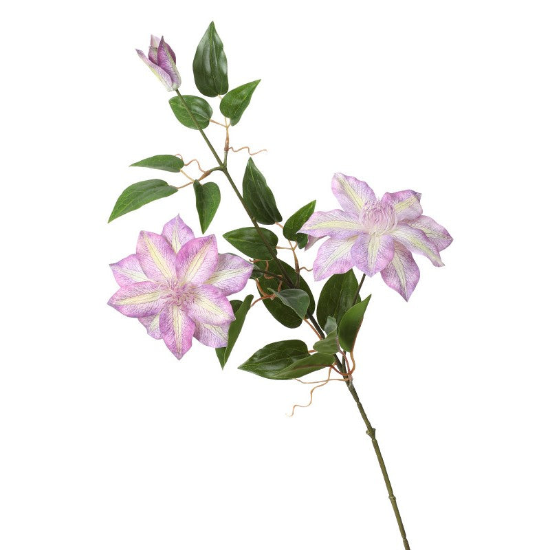 Artificial Violet Clematis Spray with Foliage 26 Inch 10 Pcs Bulk Silk Flowers