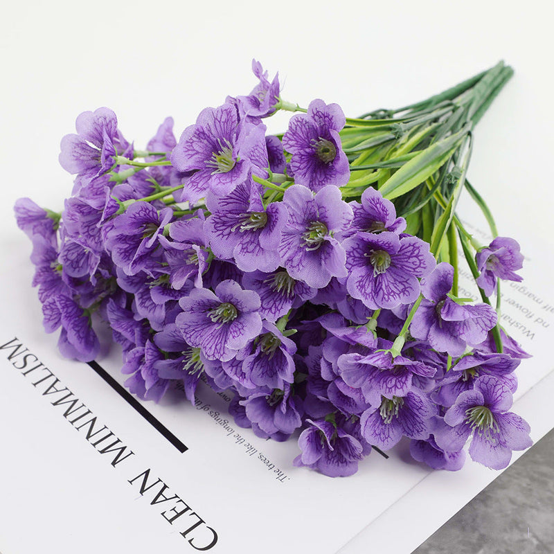 3 Pcs Artificial Silk Violet Branch Bouquet February Birth Flower Bulk