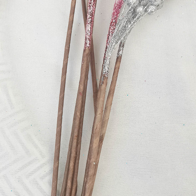 5 Pcs Artificial Glitter Berry Long Stems Christmas Flower Arrangement Decoration