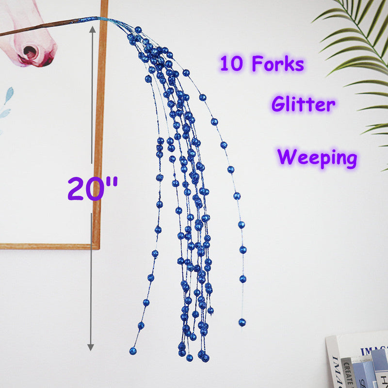 5 Pcs Artificial Glitter Berry Long Stems Christmas Flower Arrangement Decoration