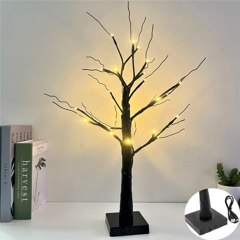 Artificial White Birch Lamp Tree LED Night Light Tabletop Decoration 12 Inch Bulk Set