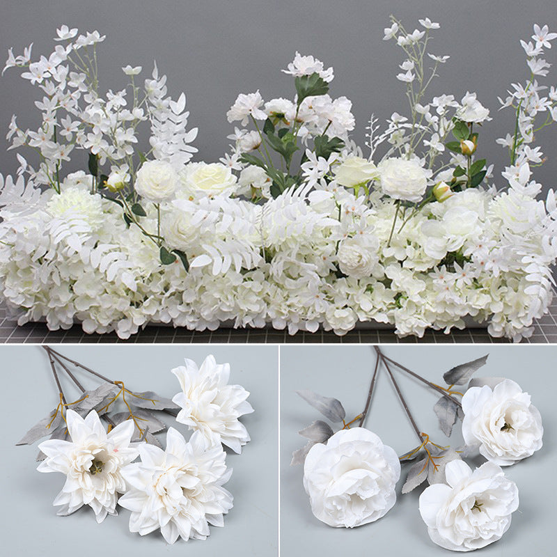 Artificial White Flowers Combo - 6 Stems Silk Floral Arrangement