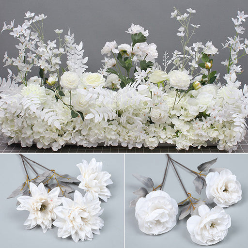 Artificial White Flowers Combo - 6 Stems Silk Floral Arrangement