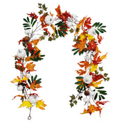 Artificial White Pumpkin Maple Vine Fall Harvest Rattan Hanging Ornament, Bulk Quantity