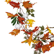 Artificial White Pumpkin Maple Vine Fall Harvest Rattan Hanging Ornament, Bulk Quantity