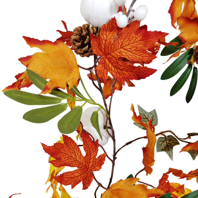 Artificial White Pumpkin Maple Vine Fall Harvest Rattan Hanging Ornament, Bulk Quantity