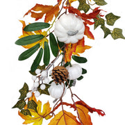Artificial White Pumpkin Maple Vine Fall Harvest Rattan Hanging Ornament, Bulk Quantity