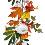 Artificial White Pumpkin Maple Vine Fall Harvest Rattan Hanging Ornament, Bulk Quantity