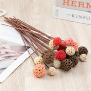 Preserved Pristimera Flower Balls with Scabiosa Pods and Windmill Fruit Pods, Bulk Artificial Floral Decor