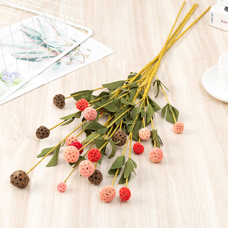31 Inch Artificial Windmill Fruit Flower Stems, 10 Pcs Long Scabiosa Pods Balls, Bulk Wholesale