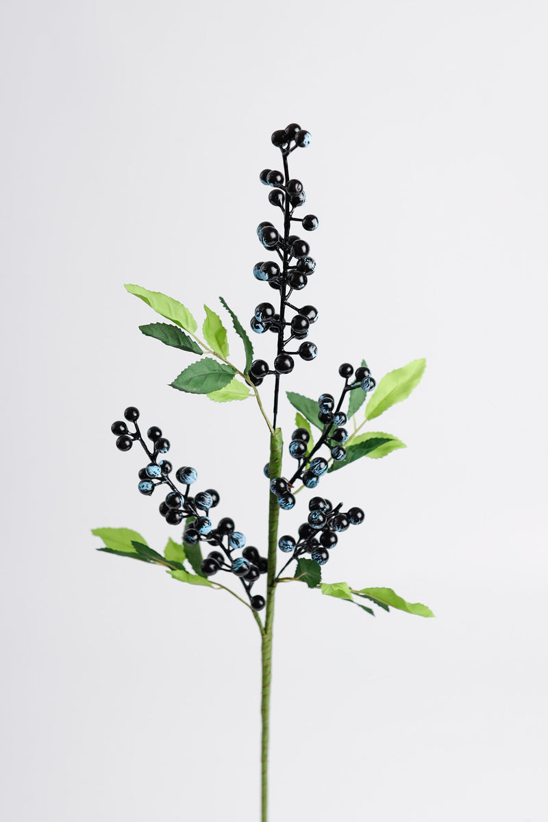 Artificial Berries Stem with Leaves 25 Inch Silk 1 Pc