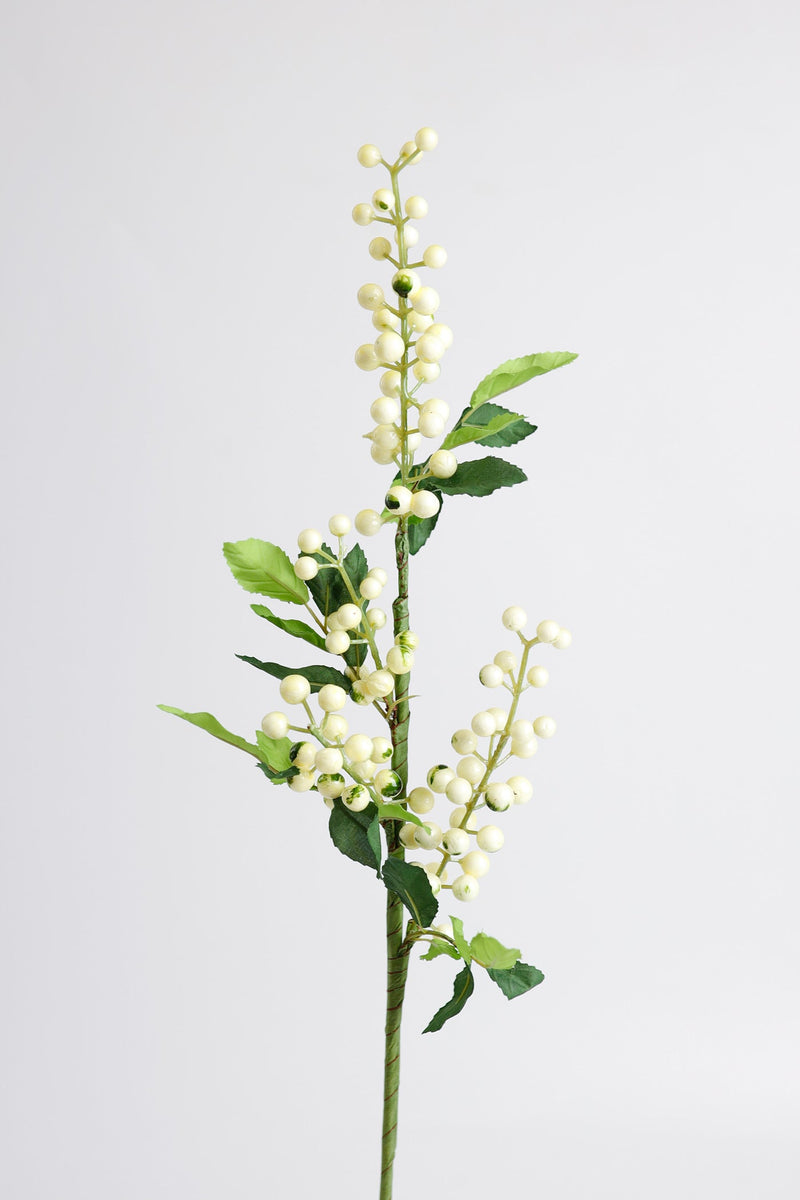 Artificial Berries Stem with Leaves 25 Inch Silk 1 Pc