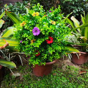 2 Pcs Artificial Boxwood Topiary Balls with Ground Spike, Green Decorative Bushes