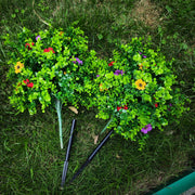 2 Pcs Artificial Boxwood Topiary Balls with Ground Spike, Green Decorative Bushes