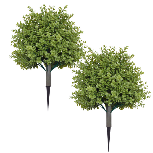 Artificial Topiary Bushes with Spike Stakes, UV Resistant Outdoor Fake Shrubs, Bulk Quantity