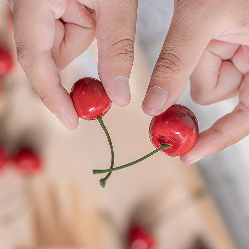 Artificial Cherries 50 Pcs Lifelike Cherry Simulation Fruit Model Ornament Bulk