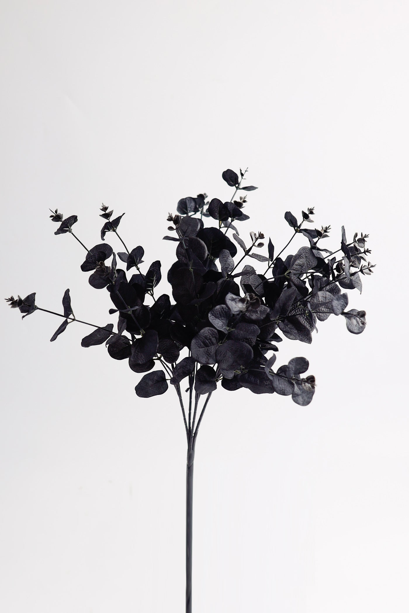 18 Inch Black Eucalyptus Bush 6 Stems Silk Artificial Halloween Centerpiece Bulk