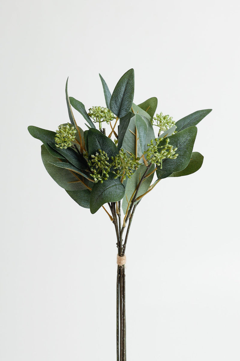 Artificial Eucalyptus Small Bouquet with Fruits 15 Inch Silk 1 Pc