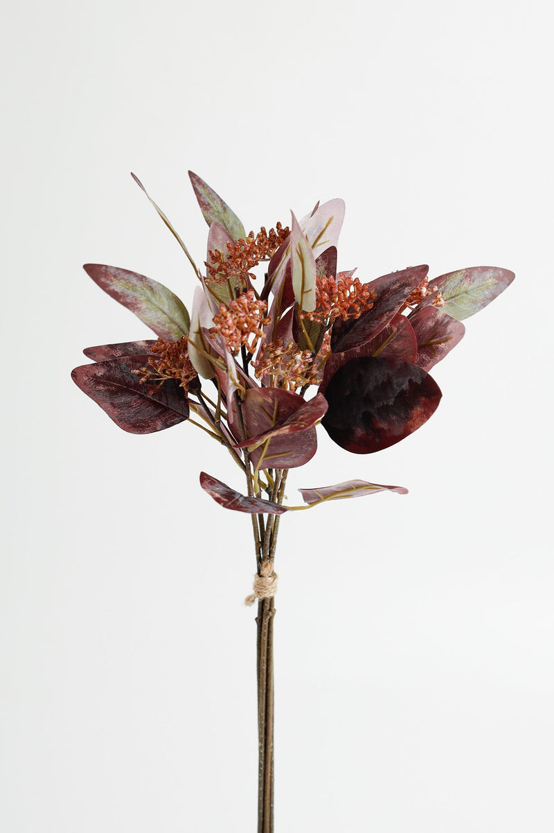 Artificial Eucalyptus Small Bouquet with Fruits 15 Inch Silk 1 Pc