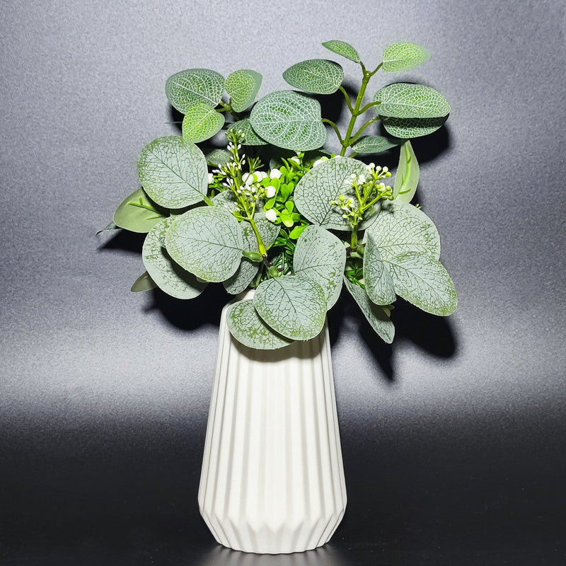 14 Inch Artificial Eucalyptus Plant in Vase, Potted Silk Green Foliage for Bedroom Bathroom Shelves, Bulk Quantity