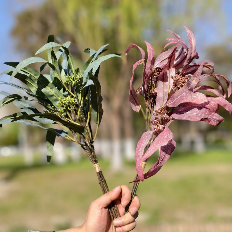1 Bundle 5 Stems Artificial Eucalyptus Plants with Fruits Greenery for Flower Arrangements