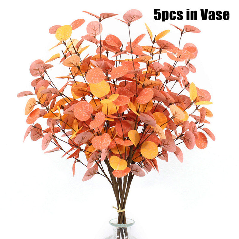 5 Pcs Artificial Eucalyptus Stems Bulk Fall Decorations Autumn Botanicals Plants