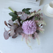 10 Pcs Silk Fall Eucalyptus and Mum Bouquets Artificial Flowers Autumn Wedding Decor