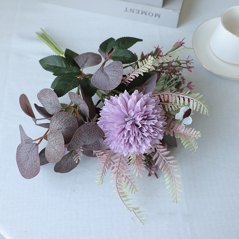 10 Pcs Silk Fall Eucalyptus and Mum Bouquets Artificial Flowers Autumn Wedding Decor