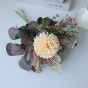 10 Pcs Silk Fall Eucalyptus and Mum Bouquets Artificial Flowers Autumn Wedding Decor