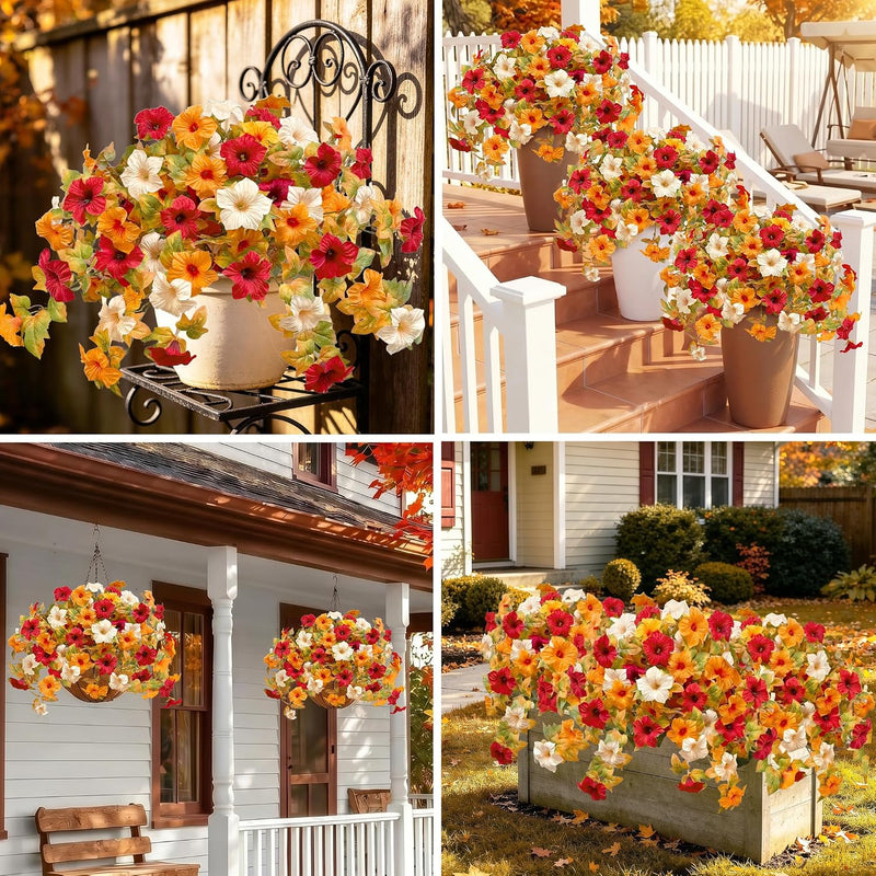 2 Pcs Artificial UV Resistant Petunia Flowers for Outdoor Garden Porch Decor