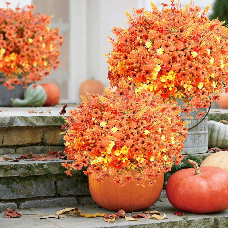 20 Bundles Artificial Fall Mums Plants UV Resistant Decorative Shrubs for Garden Landscaping