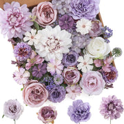Artificial Flowers Combo Box Set, 50 Pcs Faux Silk Flowers with Stems for DIY Wedding Bouquets Centerpieces Baby Shower Party