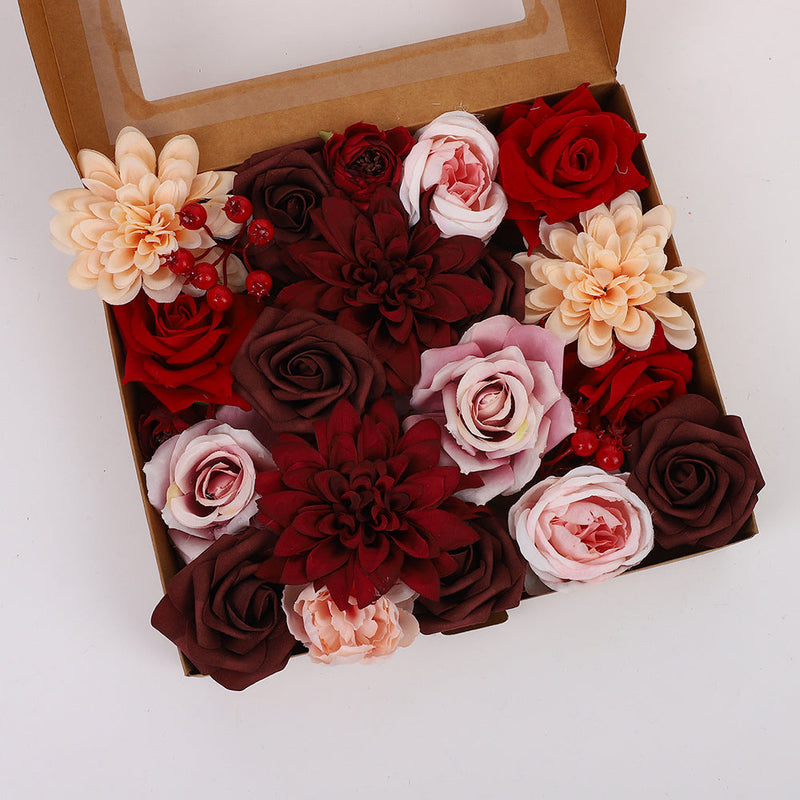Artificial Flowers Combo Box Set, 50 Pcs Faux Silk Flowers with Stems for DIY Wedding Bouquets Centerpieces Baby Shower Party