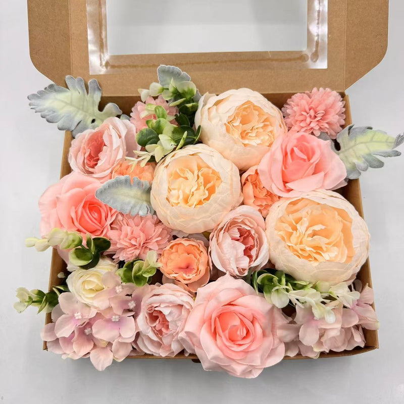 Artificial Flowers Combo Box Set, 50 Pcs Faux Silk Flowers with Stems for DIY Wedding Bouquets Centerpieces Baby Shower Party