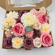 Artificial Flowers Combo Box Set, 50 Pcs Faux Silk Flowers with Stems for DIY Wedding Bouquets Centerpieces Baby Shower Party