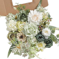 Artificial Flowers Combo Box Set, Silk Roses Stems for DIY Bridal Wedding Bouquets Baby Shower Floral Arrangements Centerpiece Table Party Home Decorations