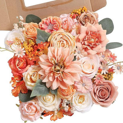 Artificial Flowers Combo Box Set, Silk Roses Stems for DIY Bridal Wedding Bouquets Baby Shower Floral Arrangements Centerpiece Table Party Home Decorations