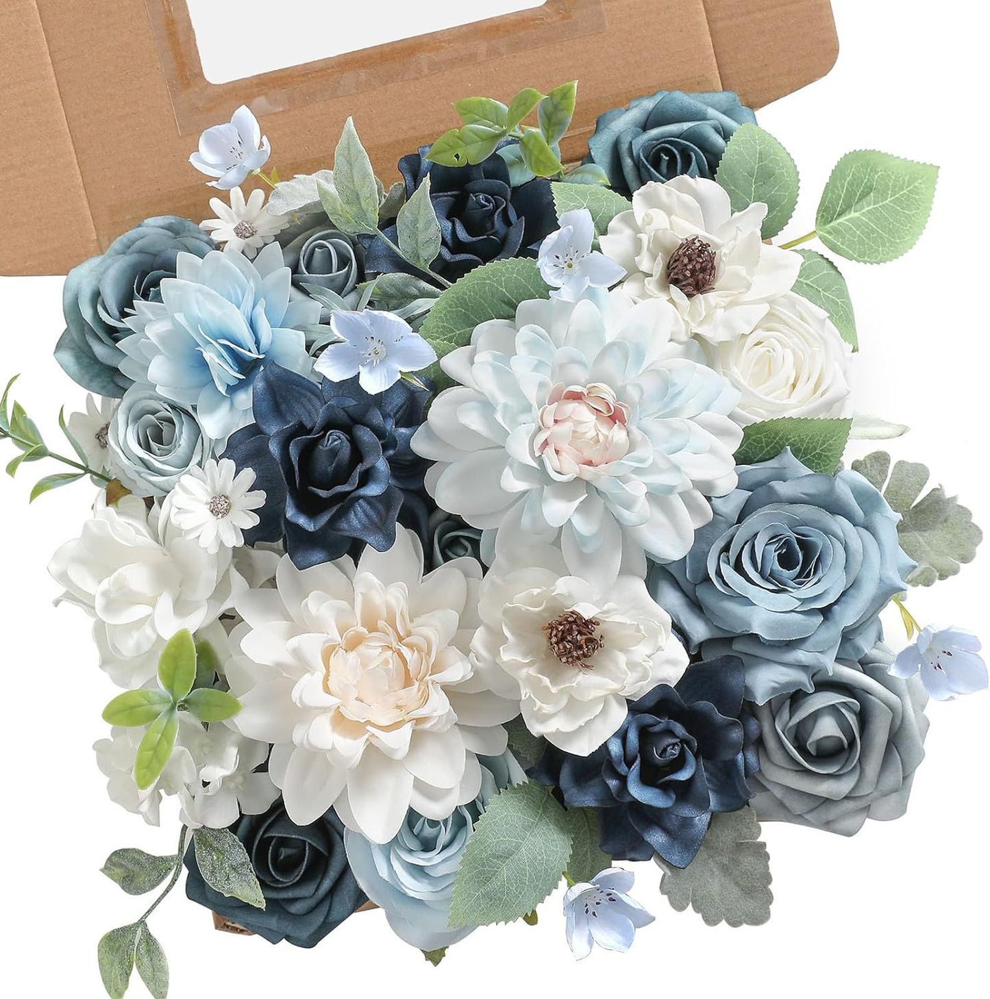 Artificial Flowers Combo Box Set, Silk Roses Stems for DIY Bridal Wedding Bouquets Baby Shower Floral Arrangements Centerpiece Table Party Home Decorations